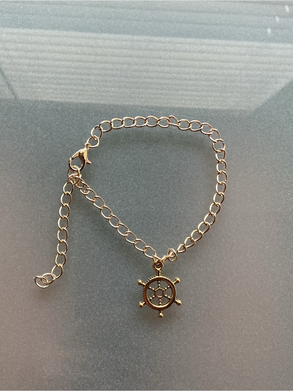 Gold Ship Wheel Link Bracelet - Women Jewelry